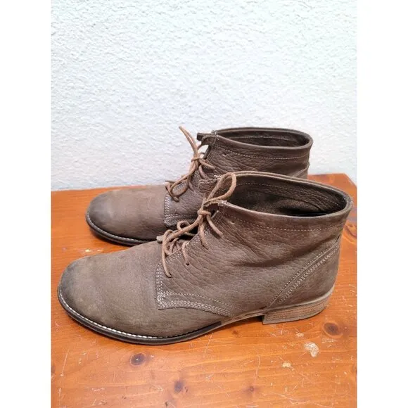 Josef Seibel Brown Leather Lace-Up Soft Ankle Boots With Stacked Heel Size 41