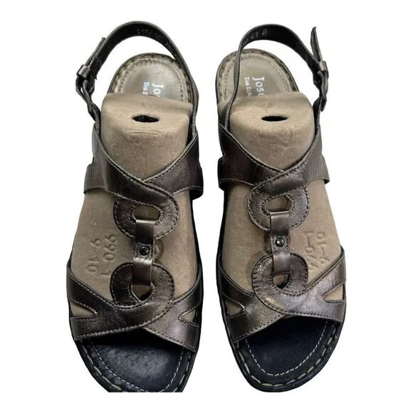 Josef Seibel Erica Womens Metallic Slingback Leather Sandals Gray Size 40