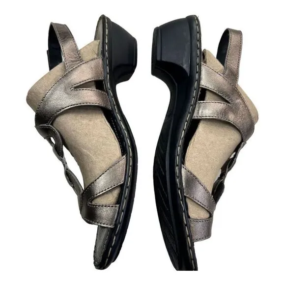 Josef Seibel Erica Womens Metallic Slingback Leather Sandals Gray Size 40