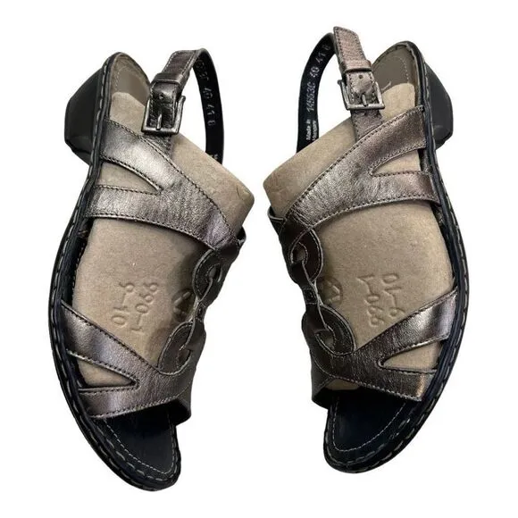 Josef Seibel Erica Womens Metallic Slingback Leather Sandals Gray Size 40