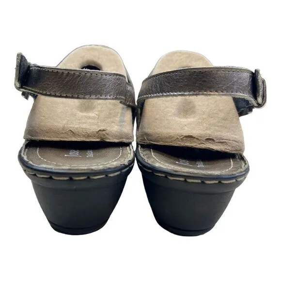 Josef Seibel Erica Womens Metallic Slingback Leather Sandals Gray Size 40