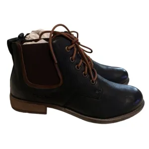 Josef Seibel Women's Ankle Boots Lace-up Sienna 83 Black Leather Size 6.5 Grunge