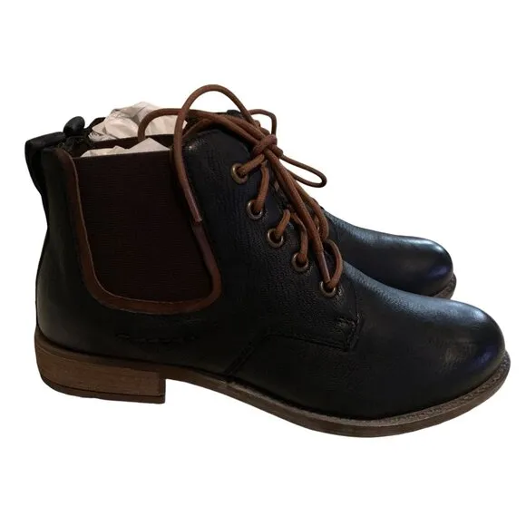 Josef Seibel Women's Ankle Boots Lace-up Sienna 83 Black Leather Size 6.5 Grunge