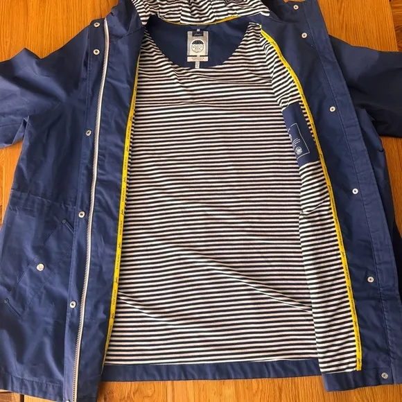 Joules Shoreside Waterproof Hooded Raincoat in Navy Plus Size 22