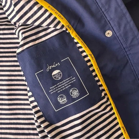 Joules Shoreside Waterproof Hooded Raincoat in Navy Plus Size 22