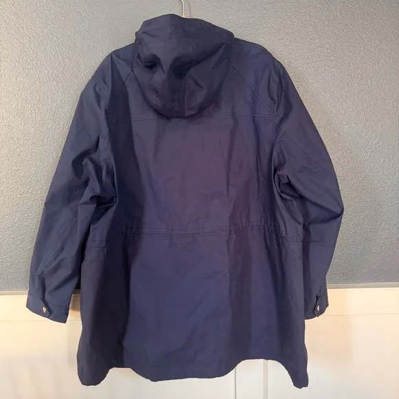 Joules Shoreside Waterproof Hooded Raincoat in Navy Plus Size 22