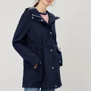 Joules Shoreside Waterproof Hooded Raincoat in Navy Plus Size 22