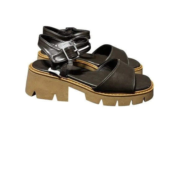 Journee Womens Chunky Platform Sandals With Adjustable Strap &amp; Lug Sole Size 8