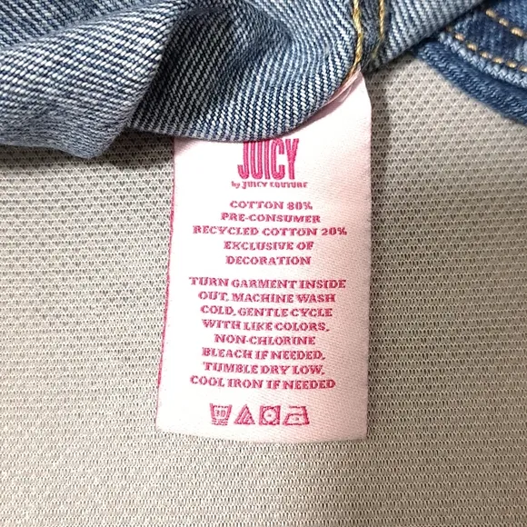 Juicy‎ by Juicy Couture Women's Juniors Blue Jean Jacket Distressed Size XL