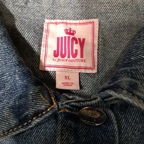Juicy‎ by Juicy Couture Women's Juniors Blue Jean Jacket Distressed Size XL