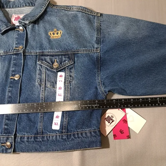 Juicy‎ by Juicy Couture Women's Juniors Blue Jean Jacket Distressed Size XL