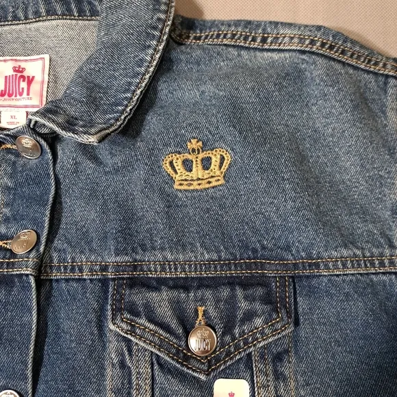 Juicy‎ by Juicy Couture Women's Juniors Blue Jean Jacket Distressed Size XL