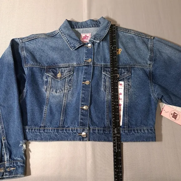Juicy‎ by Juicy Couture Women's Juniors Blue Jean Jacket Distressed Size XL