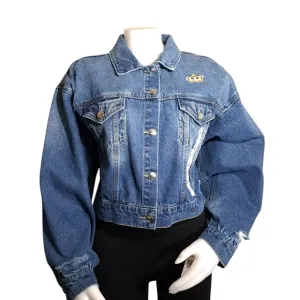 Juicy‎ by Juicy Couture Women's Juniors Blue Jean Jacket Distressed Size XL
