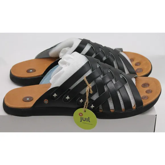 Juil sandals black leather Kilimanjaro earthing grounding slide EU 45 mens US 12
