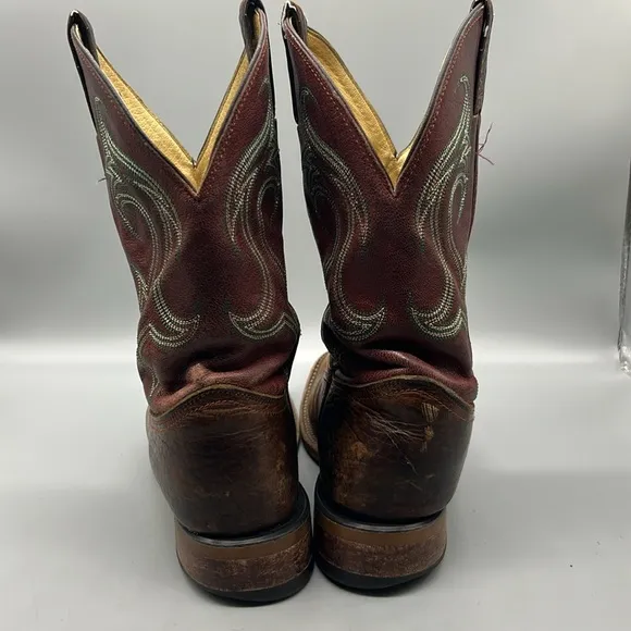 Justin Bender Boots  cowboy western men's square toe pull on work boots 9D