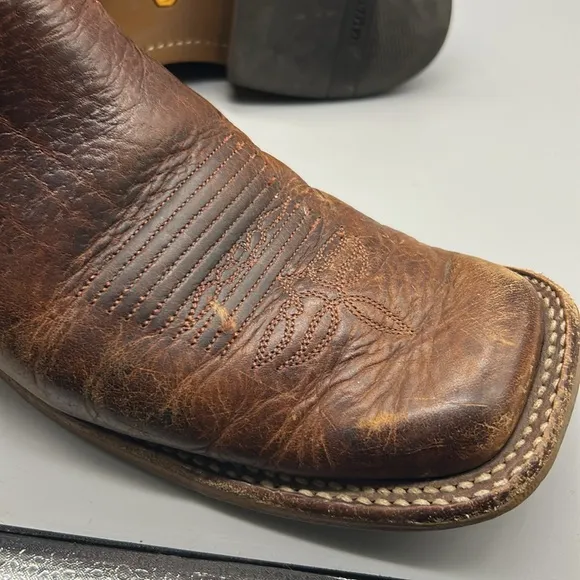 Justin Bender Boots  cowboy western men's square toe pull on work boots 9D
