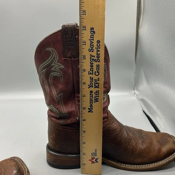 Justin Bender Boots  cowboy western men's square toe pull on work boots 9D