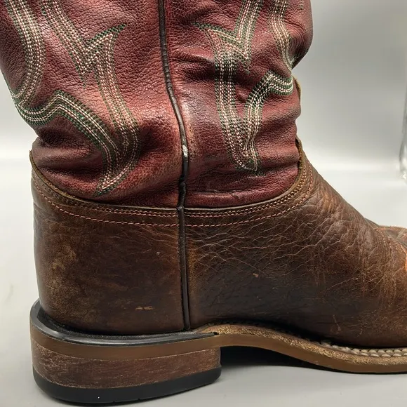Justin Bender Boots  cowboy western men's square toe pull on work boots 9D