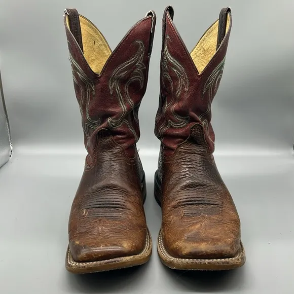 Justin Bender Boots  cowboy western men's square toe pull on work boots 9D