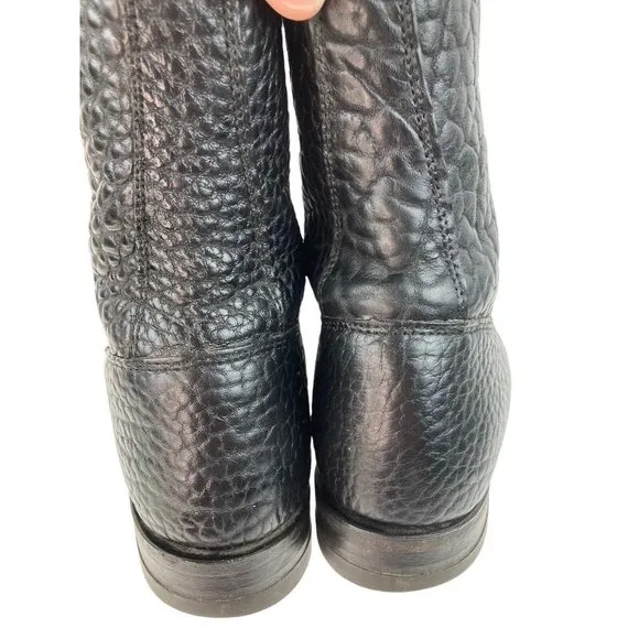 Justin Black Kiltie Tassel Pebbled Leather Western Roper Boots Womens Size 6.5B