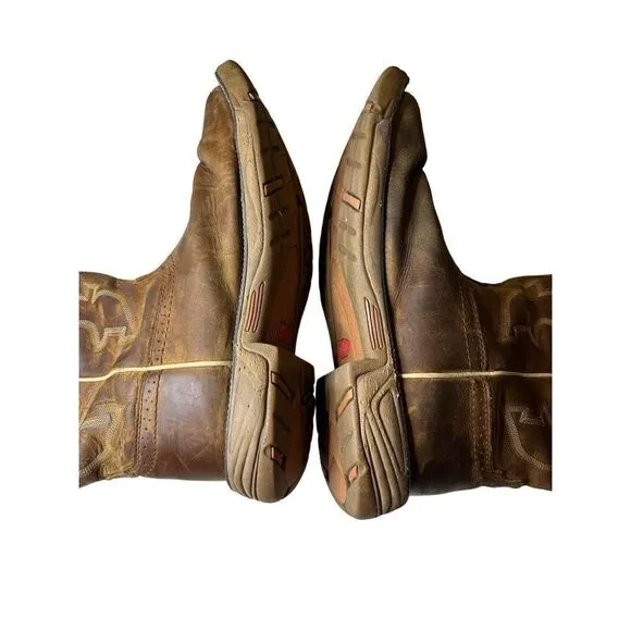 JUSTIN Boots Stampede Rush Leather Work Boots Mens 12 D H2O EH WK4330 Soft Toe