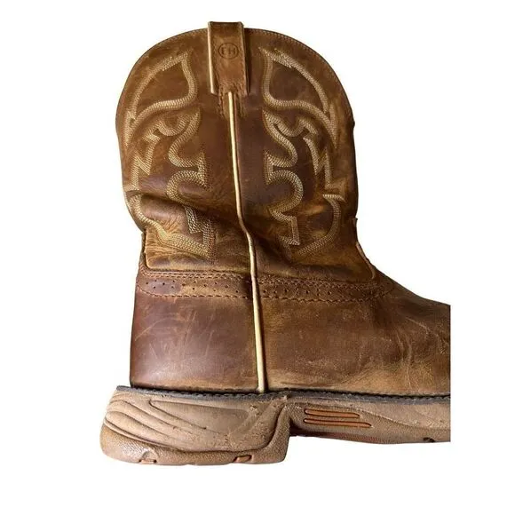 JUSTIN Boots Stampede Rush Leather Work Boots Mens 12 D H2O EH WK4330 Soft Toe