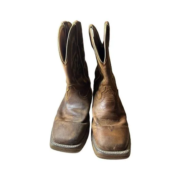JUSTIN Boots Stampede Rush Leather Work Boots Mens 12 D H2O EH WK4330 Soft Toe