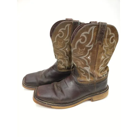 Justin Boots WK4308 Amarillo Aged Brown 11&quot; Stampede Square Toe Work Size 9.5 D