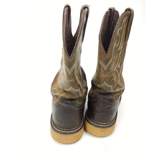 Justin Boots WK4308 Amarillo Aged Brown 11&quot; Stampede Square Toe Work Size 9.5 D