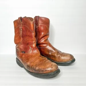 Justin Brown Leather Western Cowboy Work Boots Size 10 Men’s