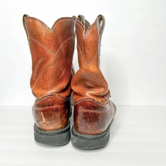 Justin Brown Leather Western Cowboy Work Boots Size 10 Men’s