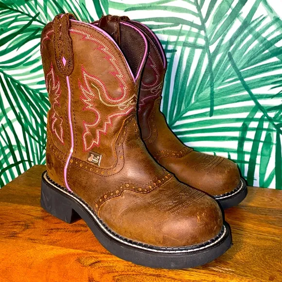 Justin Gypsy Steel Toe EH Western Work Boots Brown Leather Women’s 6.5 B