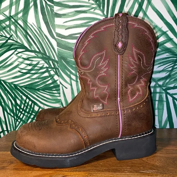 Justin Gypsy Steel Toe EH Western Work Boots Brown Leather Women’s 6.5 B