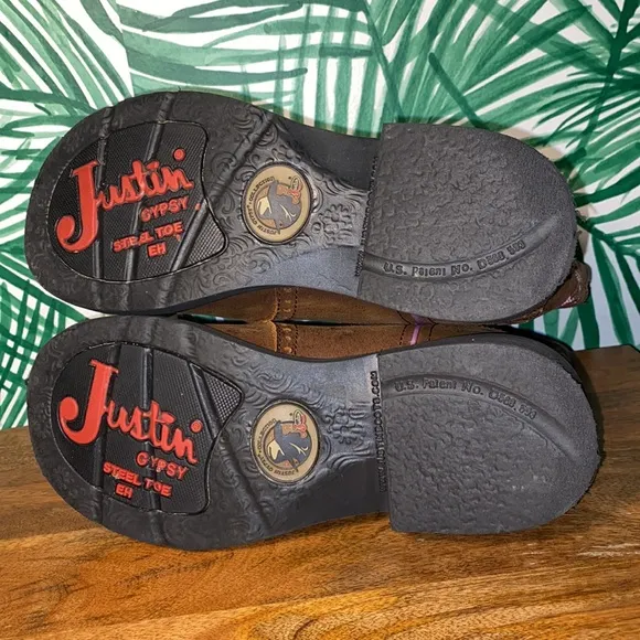 Justin Gypsy Steel Toe EH Western Work Boots Brown Leather Women’s 6.5 B