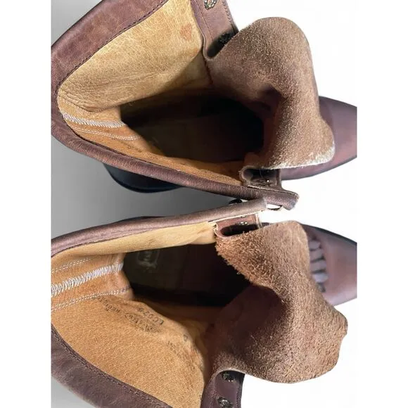 Justin L575 Women’s Roper Boots Lace Up 9B Brown Western Leather