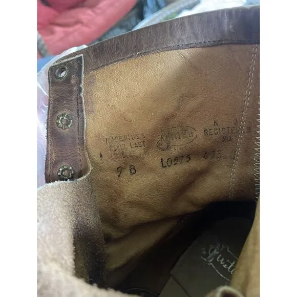 Justin L575 Women’s Roper Boots Lace Up 9B Brown Western Leather