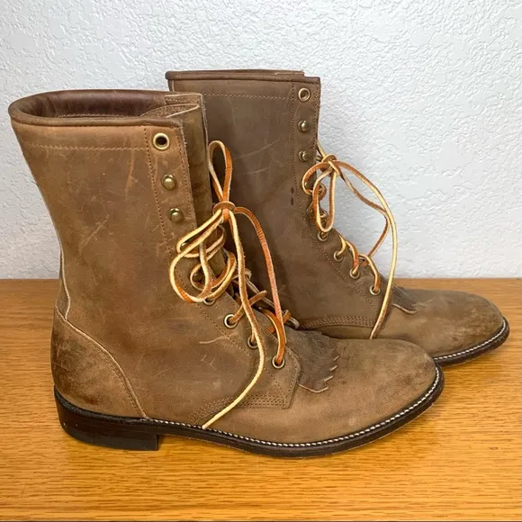 Justin Lace-up Leather Brown Boots