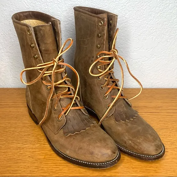 Justin Lace-up Leather Brown Boots