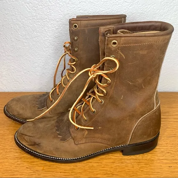 Justin Lace-up Leather Brown Boots