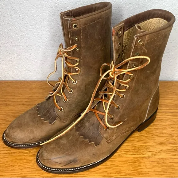 Justin Lace-up Leather Brown Boots