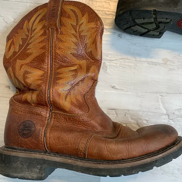 Justin Men’s Stampede Western Workboots Size 9 1/2