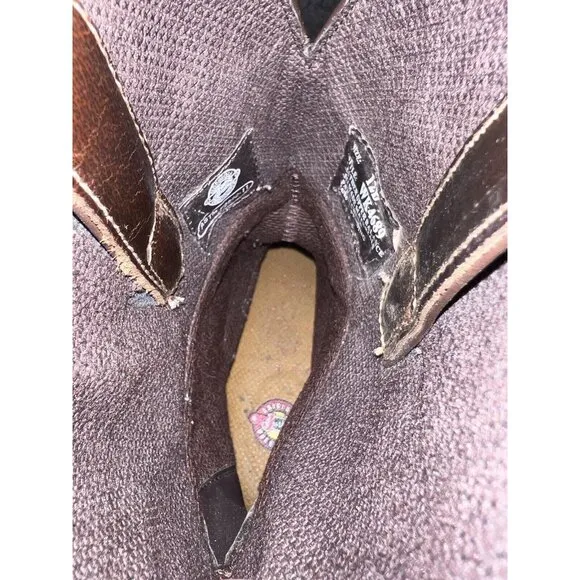 JUSTIN Square Toe Brown Leather Sz 12 D Original Cowboy Work Boots