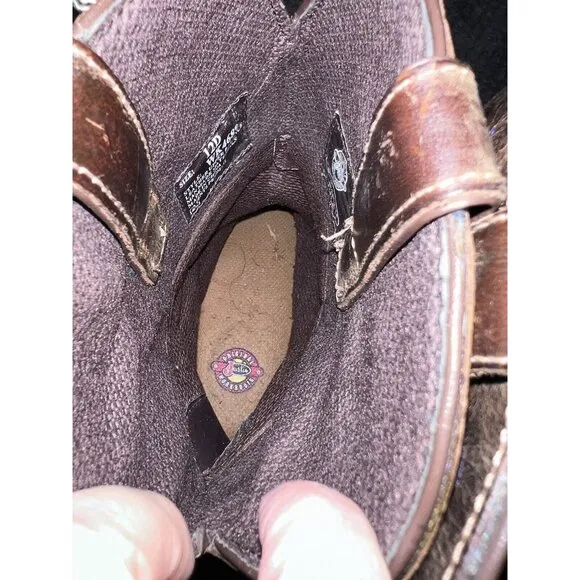 JUSTIN Square Toe Brown Leather Sz 12 D Original Cowboy Work Boots