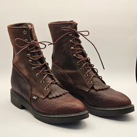 Justin Workboot P3571-11789451 - Dark Brown Lace-Up 8&quot; Mens Size 11.5EEE