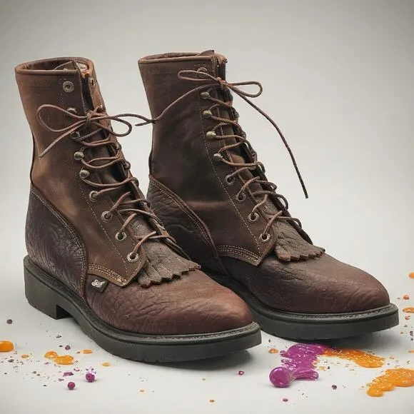 Justin Workboot P3571-11789451 - Dark Brown Lace-Up 8&quot; Mens Size 11.5EEE