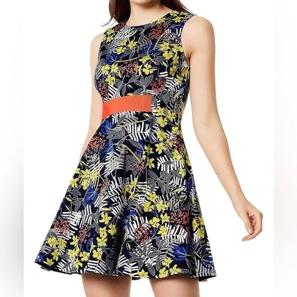 Karen Millen Fit and Flare Floral Print Skater Dress