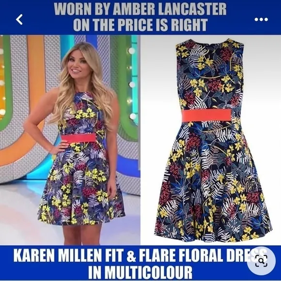 Karen Millen Fit and Flare Floral Print Skater Dress