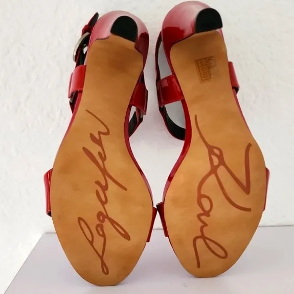Karl Lagerfeld Paris NIB Cieone Red Patent Leather High Heel Sandals. Size 9.5M