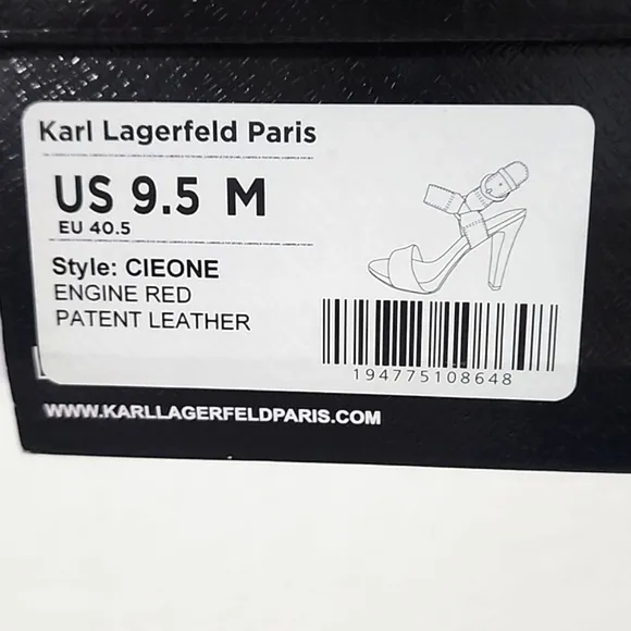 Karl Lagerfeld Paris NIB Cieone Red Patent Leather High Heel Sandals. Size 9.5M